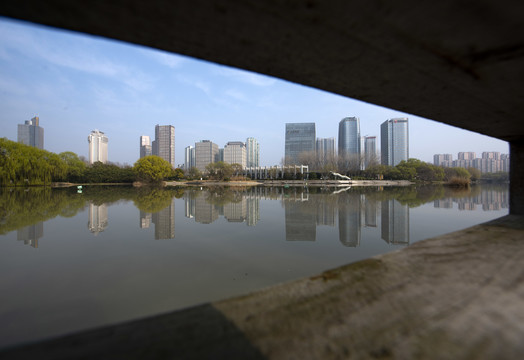 江苏省淮安市钵池山公园城市风光