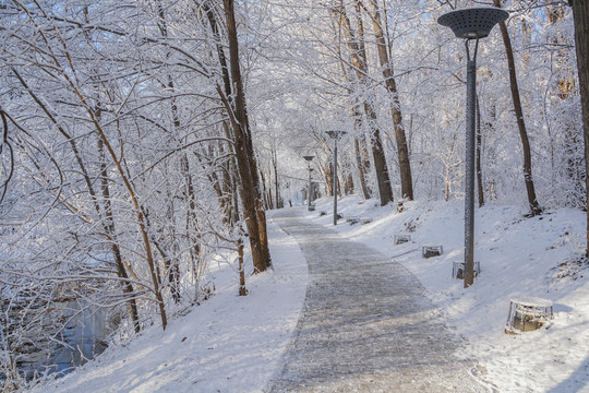 雪后的河边小路