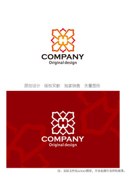 XH字母组合logo设计