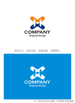 XH字母logo设计HX字母标