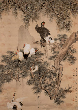 华嵒华岩松鹤图