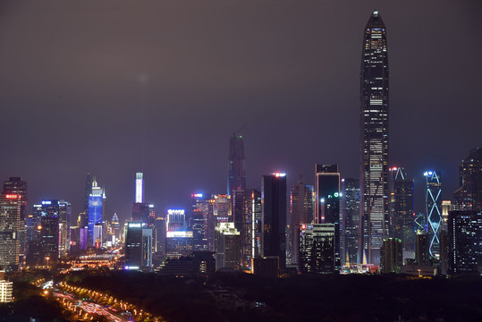 深圳福田中心区城市风光夜景