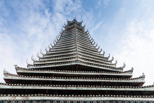 榕江县侗族鼓楼特写