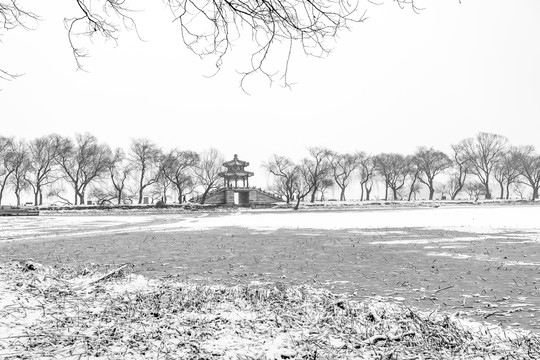 冬季雪后颐和园西堤