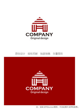 H字母logo设计WH字母标志