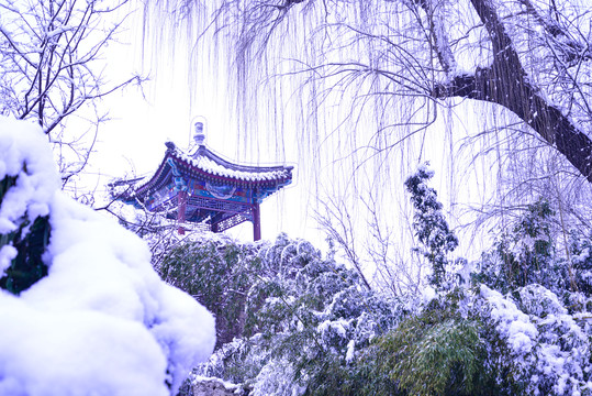 雪景公园凉亭