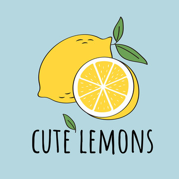 夏日手绘柠檬插图