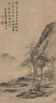 唐寅唐伯虎霜林独行图