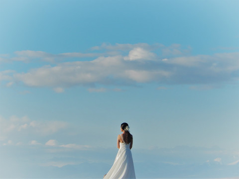 茶卡盐湖的新娘