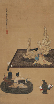 陈洪绶抚琴图