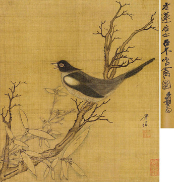 陈洪绶古木鸣禽图