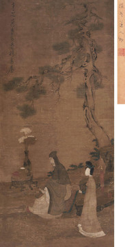 陈洪绶松下抚琴图