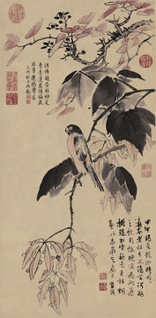 蓝瑛秋色梧桐图