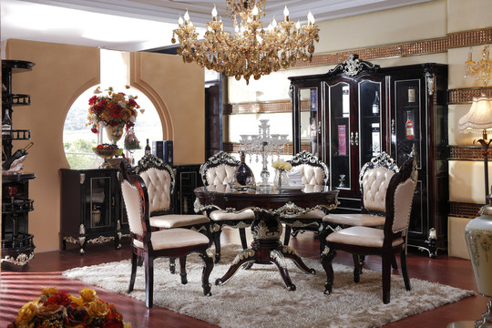 欧式古典餐厅餐桌椅