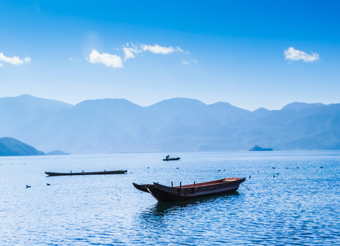 泸沽湖渔舟