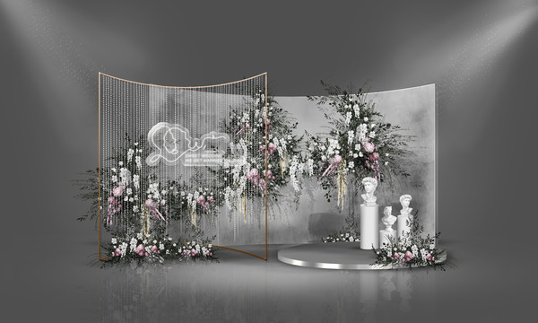 泰式灰色婚礼背景设计