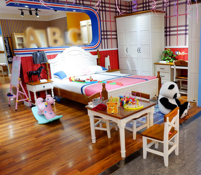 儿童卧室家具五彩儿童床
