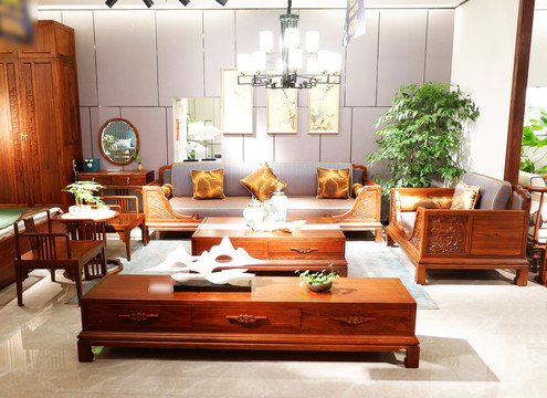 中式客厅实木套组红木沙发组合