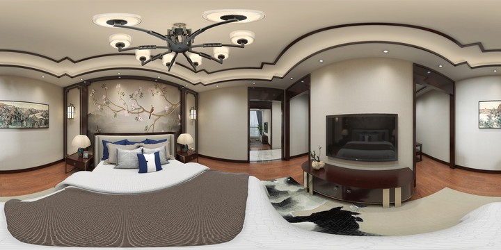 新中式卧室装修设计720全景效