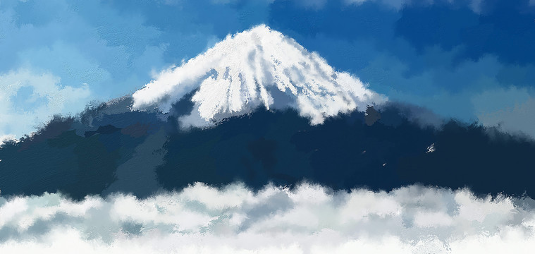 富士山抽象油画