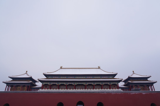 北京天安门故宫雪景