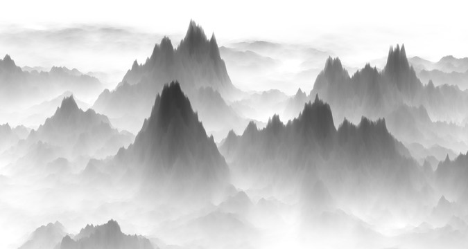 新中式山水水墨画