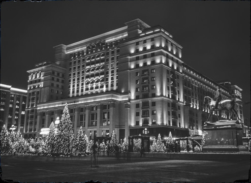 莫斯科四季酒店夜景黑白