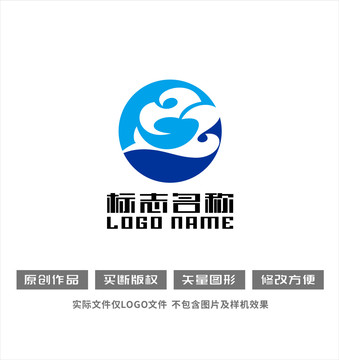 蓝天祥云飞鸟鱼logo
