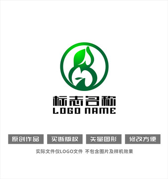 飞鸟葫芦标志绿叶环保logo