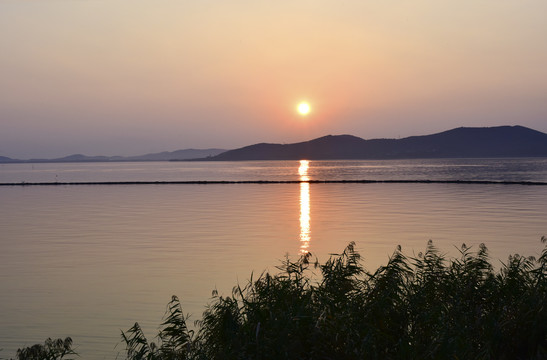 太湖的夕阳美景