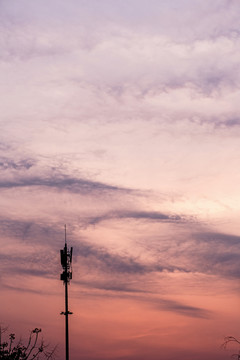 夕阳西下晚霞天空素材