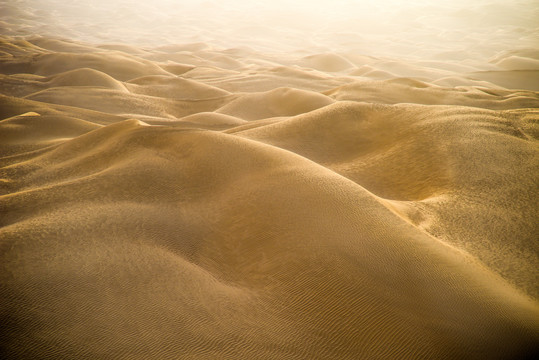 新疆塔中夕阳下的金色沙丘