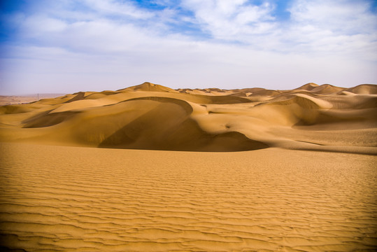 沙漠中的金色沙丘特写