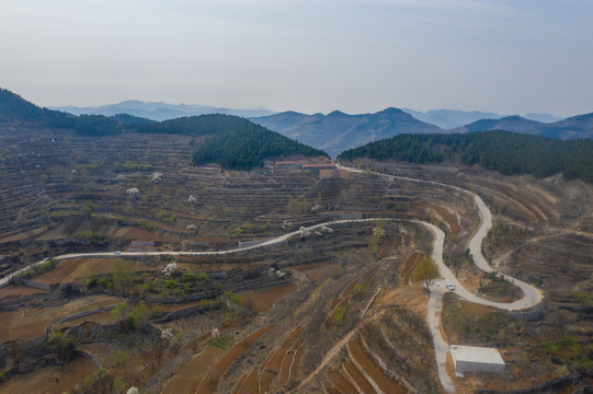 航拍济南南部山区盘山公路029