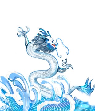白龙透明手绘素材