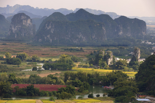 广西上林县三里洋渡乡村风光秋景