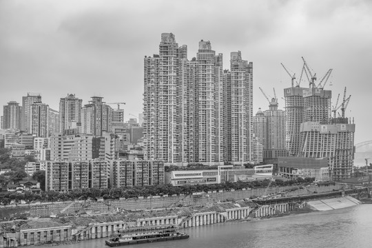 重庆城市风光黑白照片