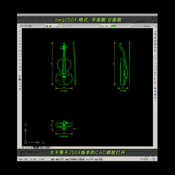 小提琴CAD平面图立面图
