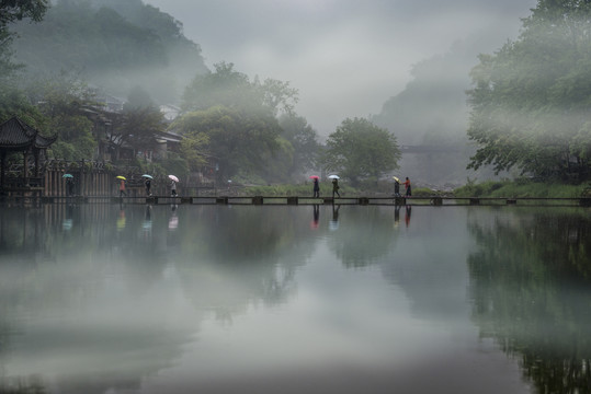 烟雨柳江