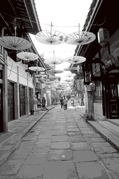 重庆古镇黑白照片