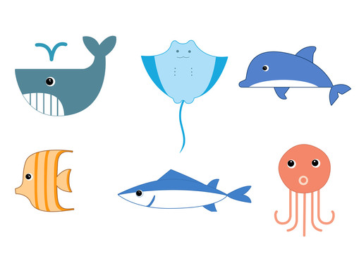 鱼简笔画海底世界海洋卡通插画