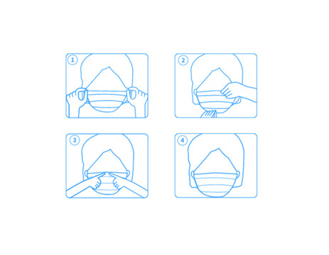 口罩佩戴步骤矢量图