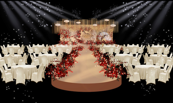 新中式婚礼舞台效果图