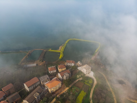 湖北黄石保安湖湿地公园航拍风光