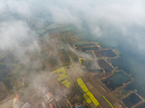 湖北大冶保安湖湿地公园航拍风光