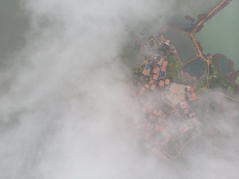 湖北大冶保安湖湿地公园航拍风光