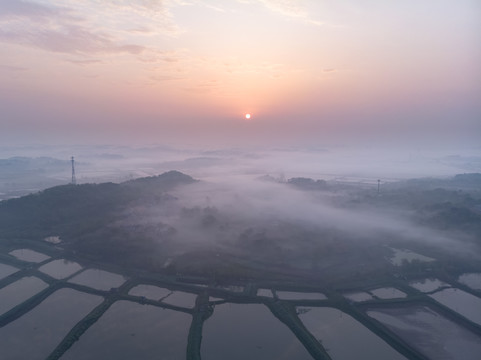 湖北黄石保安湖湿地公园航拍风光