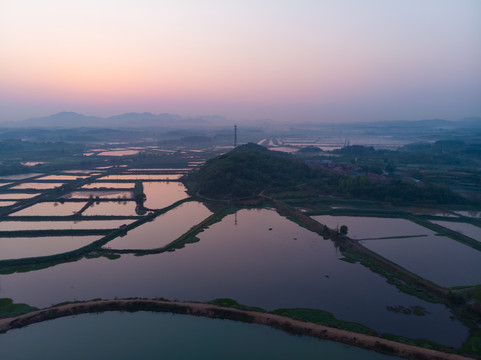 湖北黄石保安湖湿地公园航拍风光