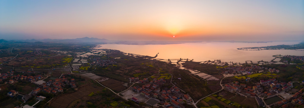 湖北黄石保安湖湿地公园航拍风光