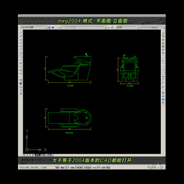洗发盆CAD平面图立面图